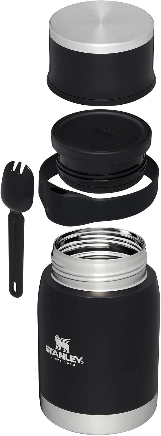 image:imageSTANLEY Adventure ToGo Food Jar and Spork 24 oz Vacuum Insulated Food Container Wide Mouth Screw On Lid Packable for Travel Stainless Steel with Leakproof Lid BPAFree Spring GreenBlack Glow