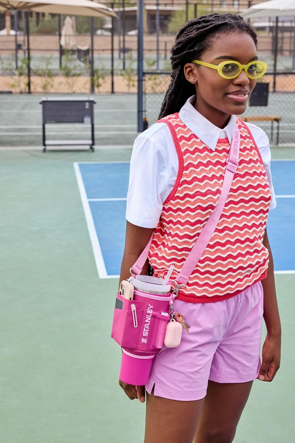 image:imageSTANLEY All Day Quencher Carry All for 40 oz Tumbler with Handle Crossbody Bag with Phone Holder Pocket Card Sleeve amp Detachable Strap Water Bottle Carrier Bag BPAFree MistFuchsia