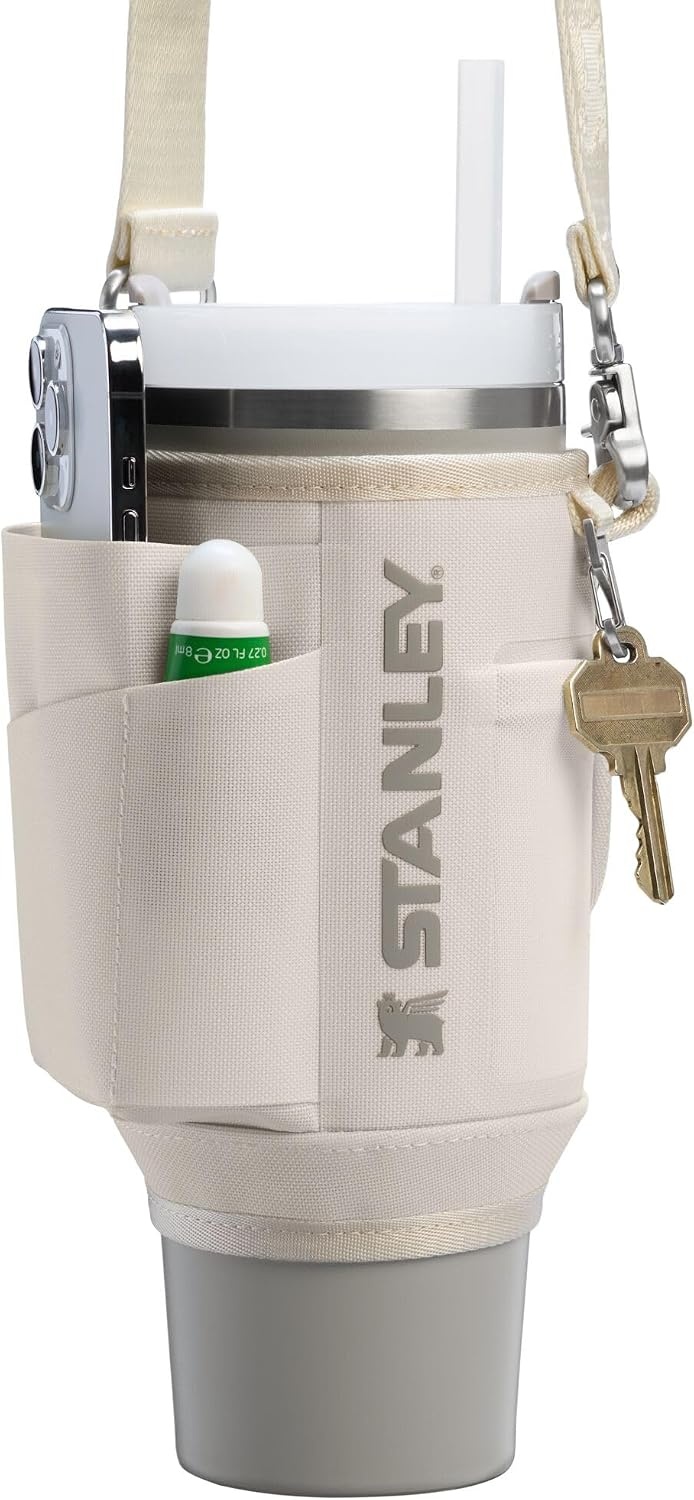 image:imageSTANLEY All Day Quencher Carry All for 40 oz Tumbler with Handle Crossbody Bag with Phone Holder Pocket Card Sleeve amp Detachable Strap Water Bottle Carrier Bag BPAFree MistCream