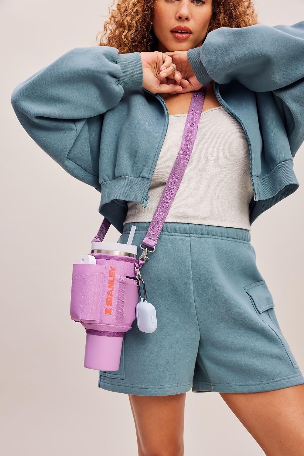 image:imageSTANLEY All Day Quencher Carry All for 40 oz Tumbler with Handle Crossbody Bag with Phone Holder Pocket Card Sleeve amp Detachable Strap Water Bottle Carrier Bag BPAFree MistLilac