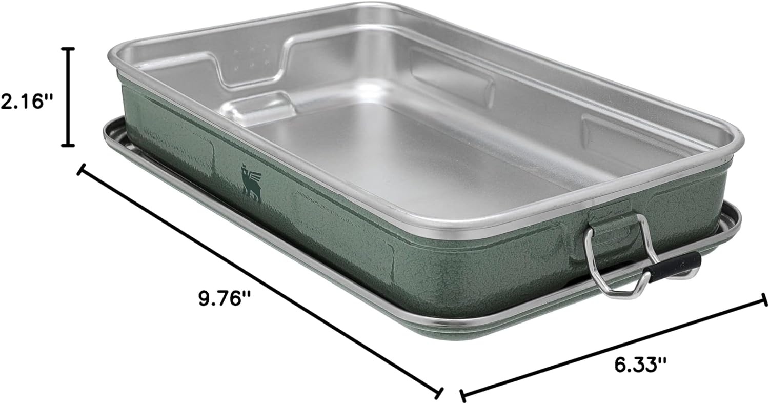 image:imageSTANLEY Classic Legendary Useful Box 125 qt Metal Snack and Lunch Box Durable Stainless Steel Travel Food Storage Container Hiking Camping School or Work BPAFree Hammertone Green