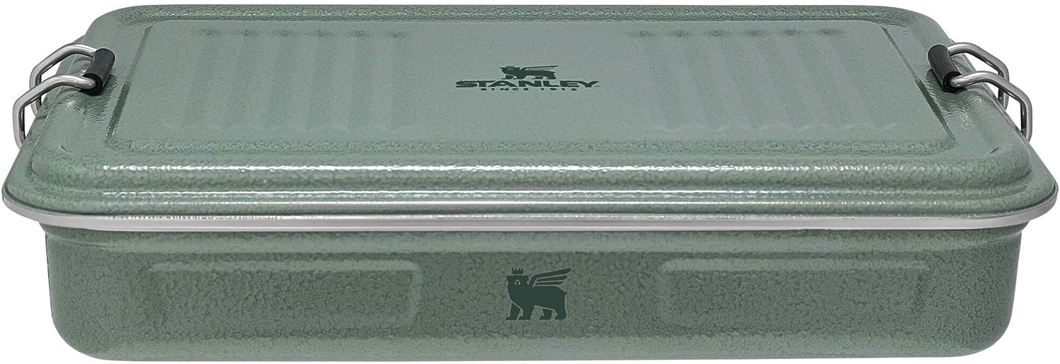 image:imageSTANLEY Classic Legendary Useful Box 125 qt Metal Snack and Lunch Box Durable Stainless Steel Travel Food Storage Container Hiking Camping School or Work BPAFree Hammertone Green