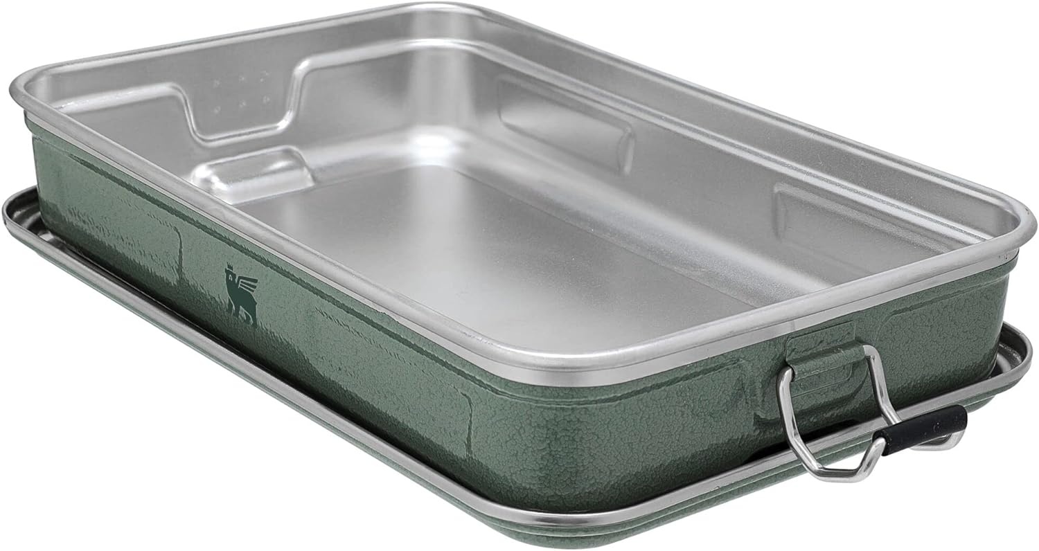 image:imageSTANLEY Classic Legendary Useful Box 125 qt Metal Snack and Lunch Box Durable Stainless Steel Travel Food Storage Container Hiking Camping School or Work BPAFree Hammertone Green