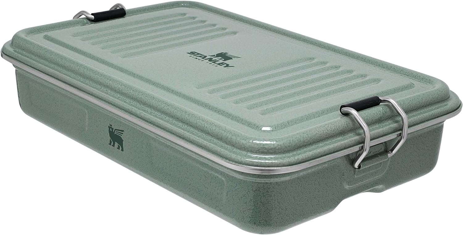 image:imageSTANLEY Classic Legendary Useful Box 125 qt Metal Snack and Lunch Box Durable Stainless Steel Travel Food Storage Container Hiking Camping School or Work BPAFree Hammertone Green