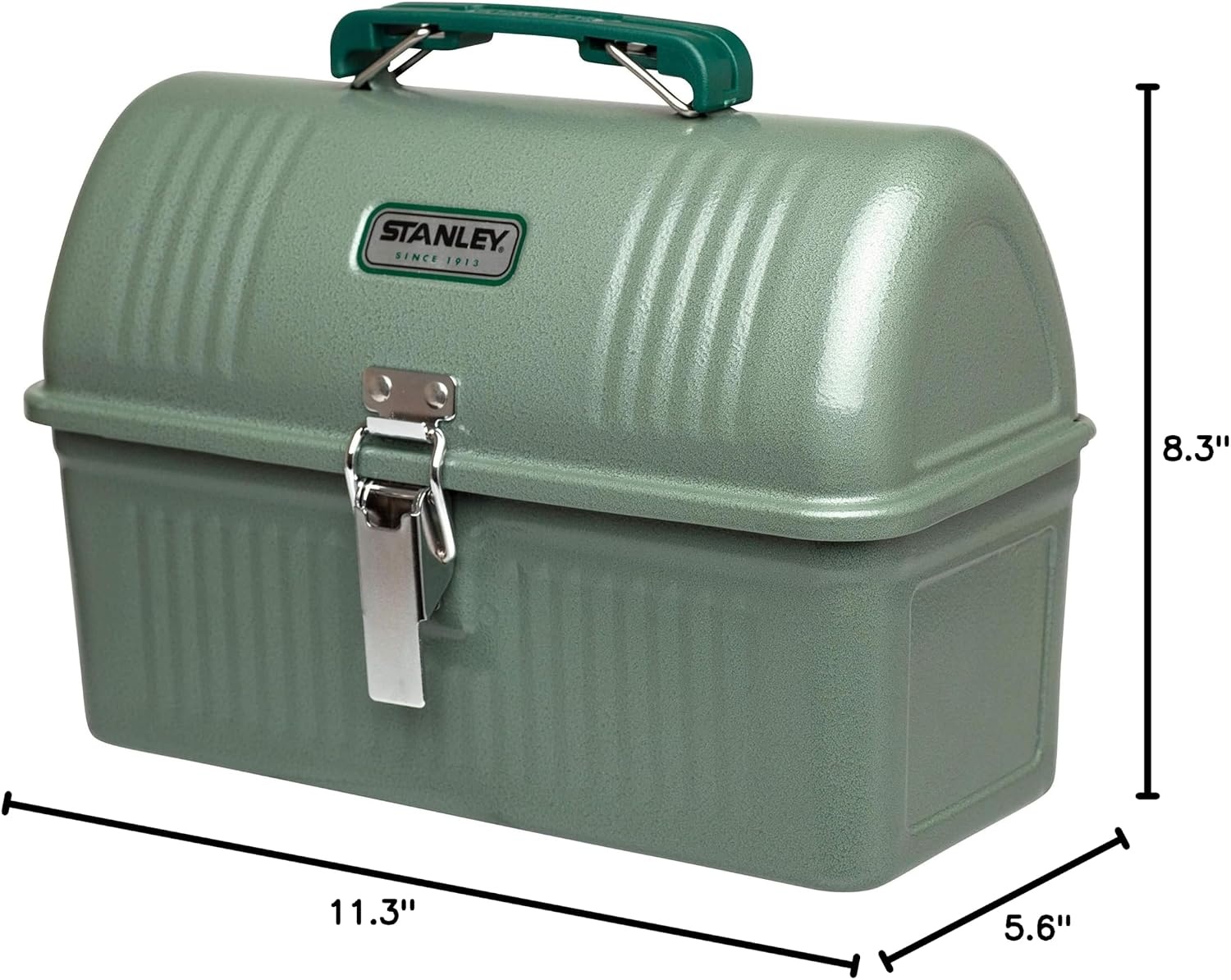 image:imageSTANLEY Classic Lunch Box 55 qt Vintage Metal Lunchbox Durable Meal Container with Handle and Latch Stores Food Drinks Thermos Water Bottle Hammer Tone Green55Quart