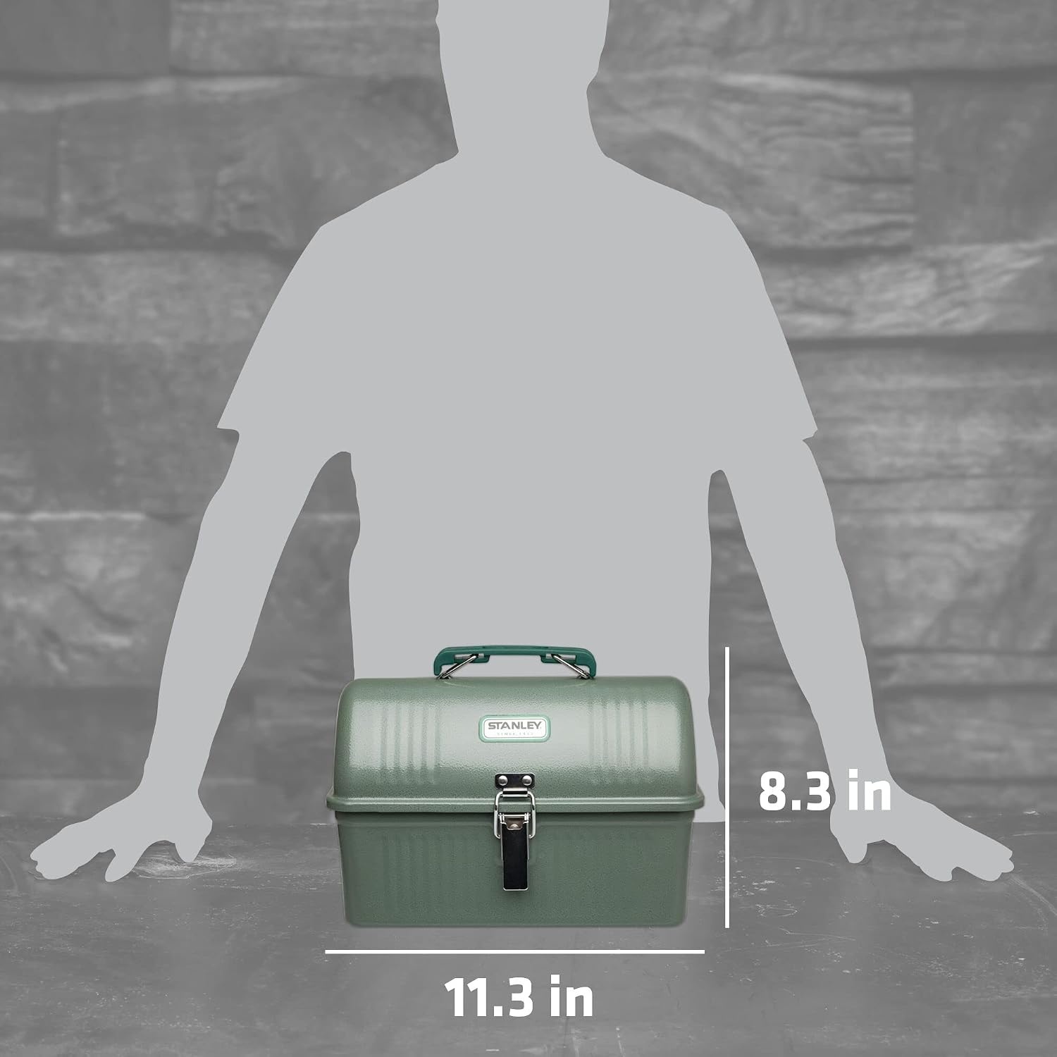 image:imageSTANLEY Classic Lunch Box 55 qt Vintage Metal Lunchbox Durable Meal Container with Handle and Latch Stores Food Drinks Thermos Water Bottle Hammer Tone Green55Quart Pack of 2