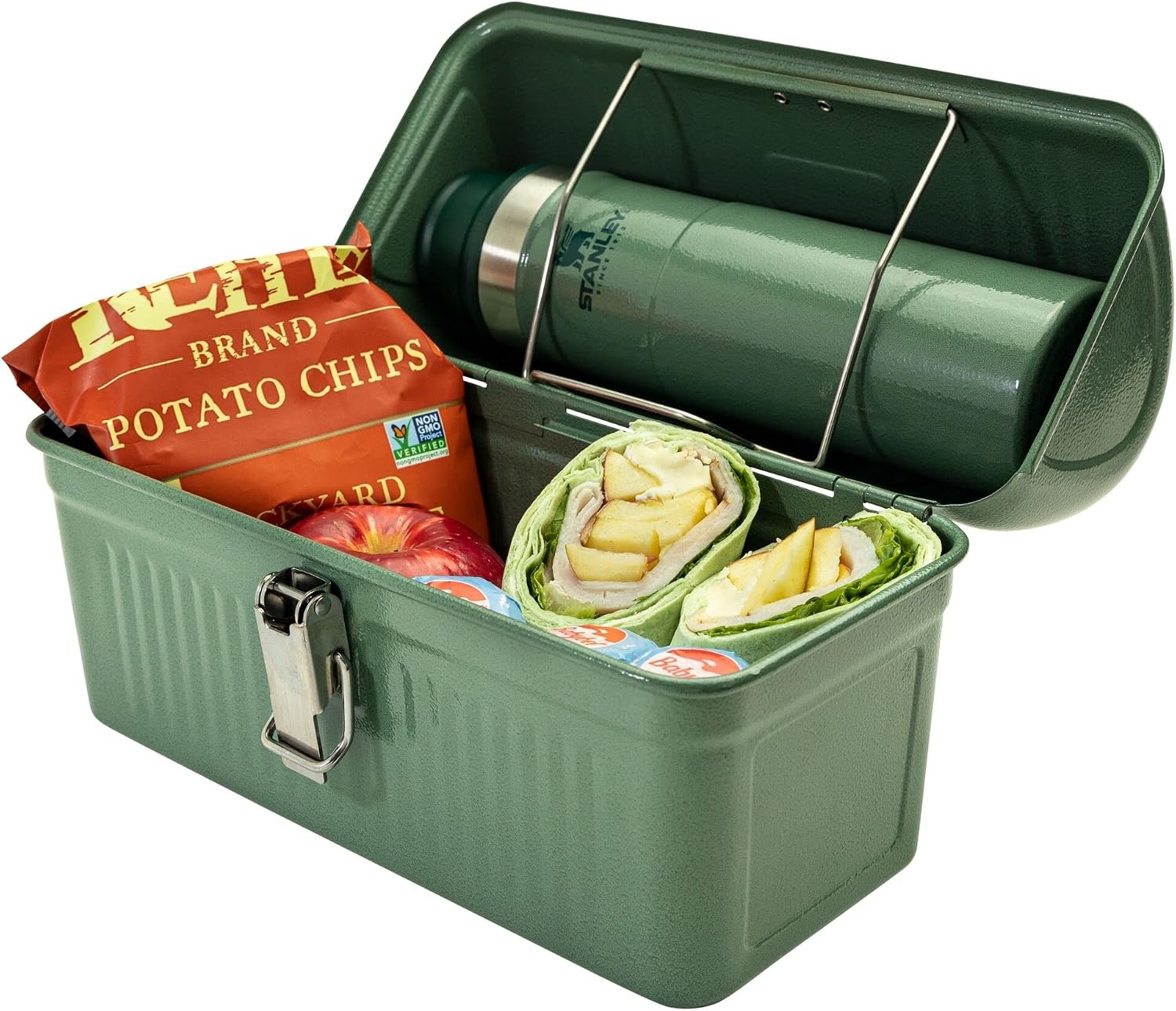 image:imageSTANLEY Classic Lunch Box 55 qt Vintage Metal Lunchbox Durable Meal Container with Handle and Latch Stores Food Drinks Thermos Water Bottle Hammer Tone Green55Quart Pack of 2