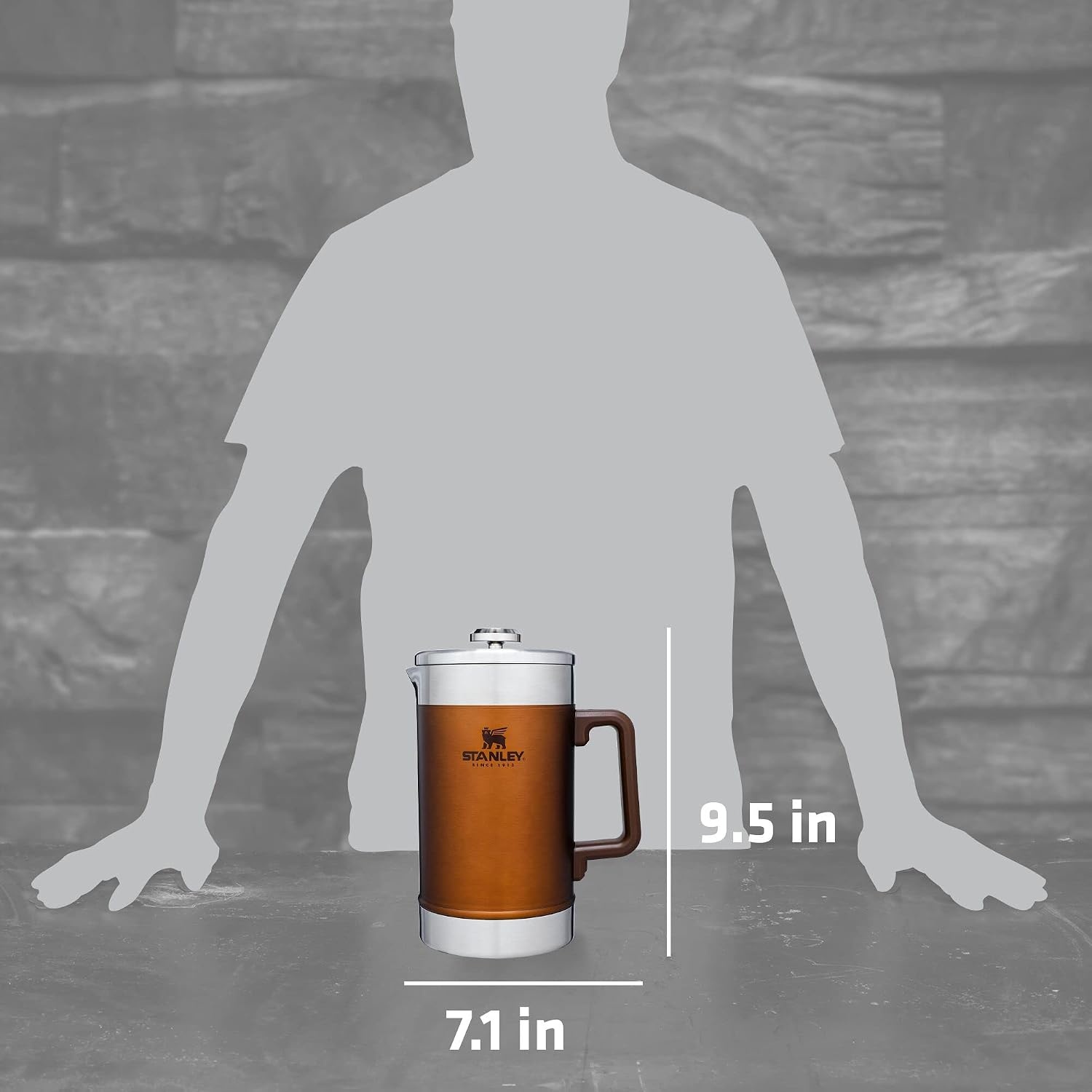 image:imageSTANLEY Classic StayHot French Press Coffee Maker 48 oz 5 Minute Brew 4 Hours Hot Mesh Filter for Coffee Grounds Insulated Stainless Steel French Press BPAFree Black 20Maple