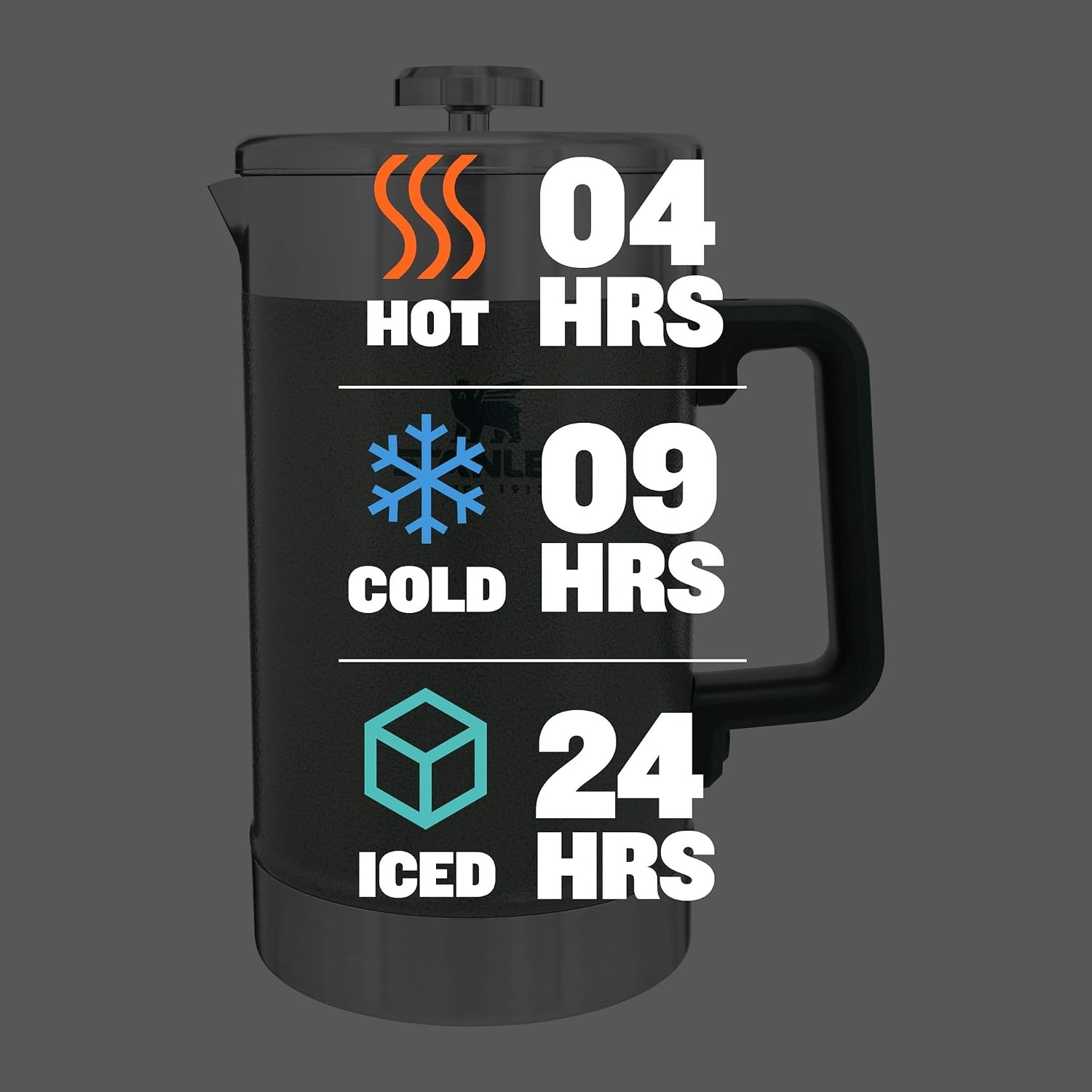 image:imageSTANLEY Classic StayHot French Press Coffee Maker 48 oz 5 Minute Brew 4 Hours Hot Mesh Filter for Coffee Grounds Insulated Stainless Steel French Press BPAFree Black 20Hammertone Green