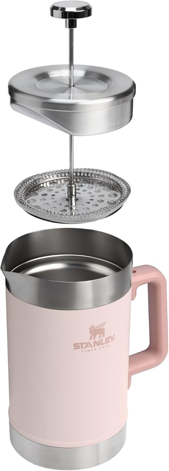 image:imageSTANLEY Classic StayHot French Press Coffee Maker 48 oz 5 Minute Brew 4 Hours Hot Mesh Filter for Coffee Grounds Insulated Stainless Steel French Press BPAFree Black 20Rose Quartz