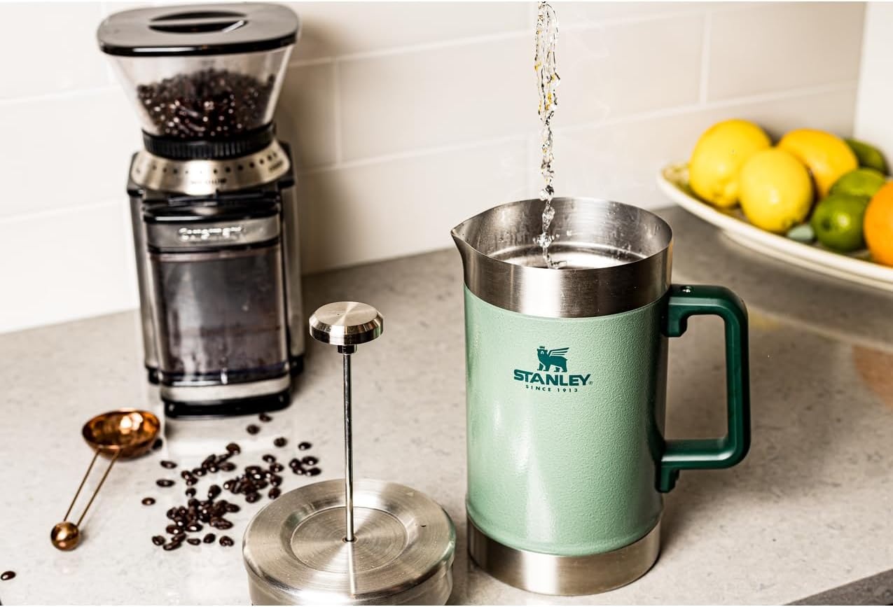 image:imageSTANLEY Classic StayHot French Press Coffee Maker 48 oz 5 Minute Brew 4 Hours Hot Mesh Filter for Coffee Grounds Insulated Stainless Steel French Press BPAFree Black 20Black 20