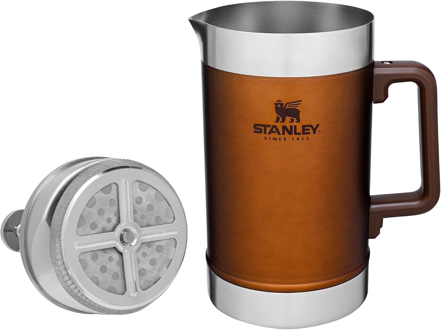image:imageSTANLEY Classic StayHot French Press Coffee Maker 48 oz 5 Minute Brew 4 Hours Hot Mesh Filter for Coffee Grounds Insulated Stainless Steel French Press BPAFree Black 20Maple