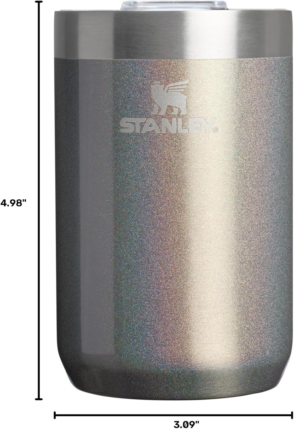 image:imageSTANLEY Everyday Camp Cup 12 oz Drink Through Lid Cup for Coffee Tea and Drinks Insulated Stainless Steel BPAFree Hammertone GreenSteel Shimmer