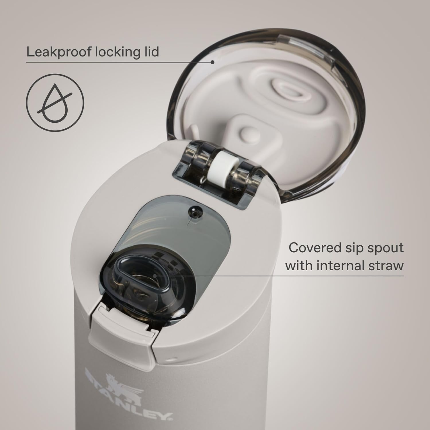 image:imageSTANLEY Flowstate Spring Bottle Leakproof Water Bottle with Carry Strap amp FlipTop Locking Lid Insulated Stainless Steel Fits Most Cup Holders BPAFree 20 oz AshAsh