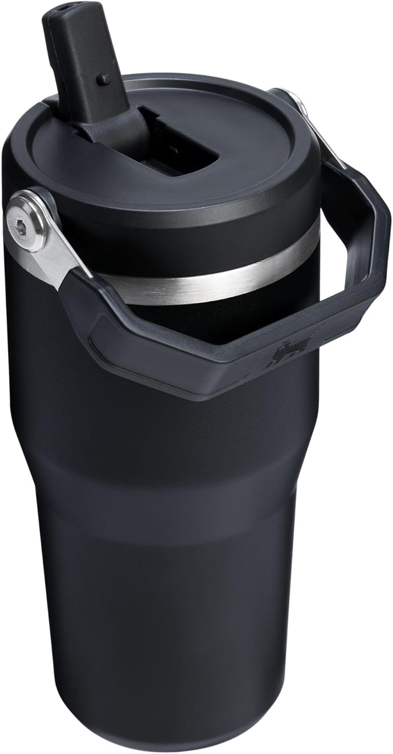 image:imageSTANLEY IceFlow 20 Flip Straw Tumbler 20 oz Pomelo Easy Carry Handle Twist On Lid and Flip Up Straw Leak Resistant Water Bottle Insulated Stainless Steel BPAFreeBlack 20