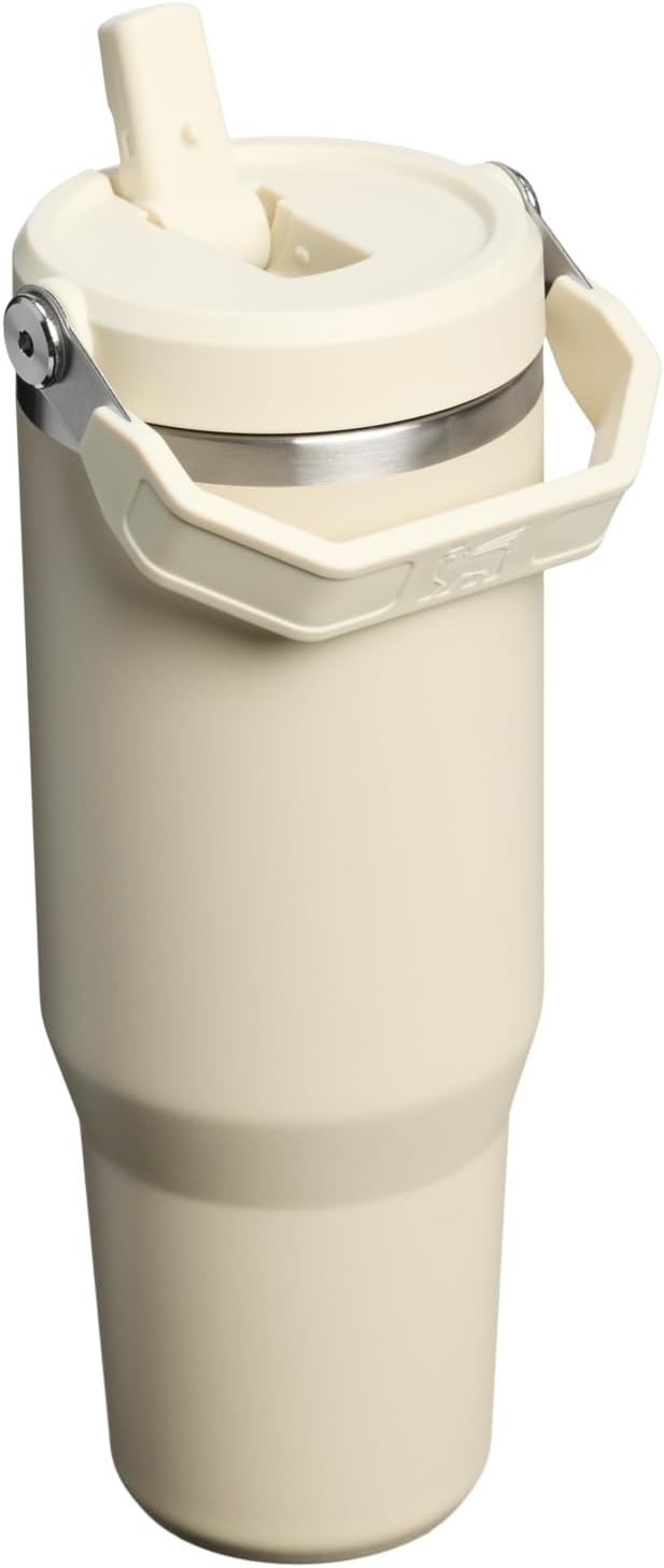 image:imageSTANLEY IceFlow 20 Flip Straw Tumbler 20 oz Pomelo Easy Carry Handle Twist On Lid and Flip Up Straw Leak Resistant Water Bottle Insulated Stainless Steel BPAFreeToasted Almond