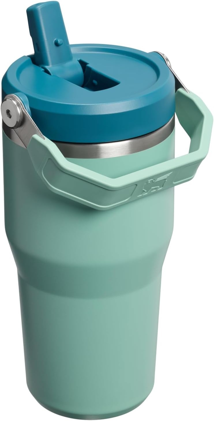 image:imageSTANLEY IceFlow 20 Flip Straw Tumbler 20 oz Pomelo Easy Carry Handle Twist On Lid and Flip Up Straw Leak Resistant Water Bottle Insulated Stainless Steel BPAFreeSpring Green