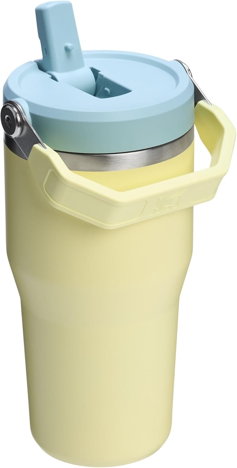 image:imageSTANLEY IceFlow 20 Flip Straw Tumbler 20 oz Pomelo Easy Carry Handle Twist On Lid and Flip Up Straw Leak Resistant Water Bottle Insulated Stainless Steel BPAFreePomelo 20