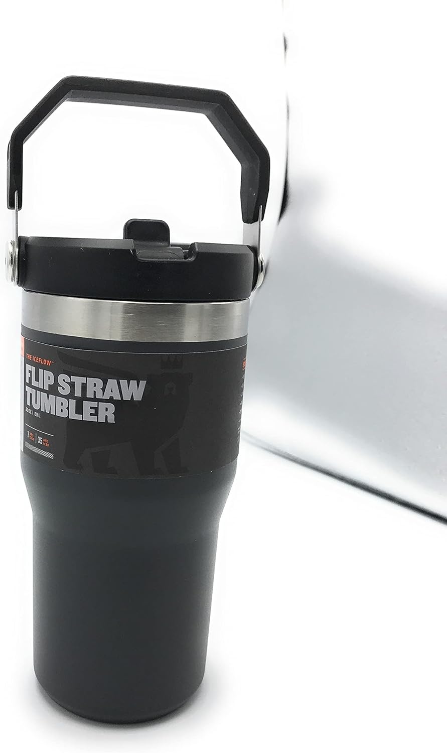 image:imageSTANLEY IceFlow 20 Flip Straw Tumbler 20 oz Pomelo Easy Carry Handle Twist On Lid and Flip Up Straw Leak Resistant Water Bottle Insulated Stainless Steel BPAFreeCharcoal