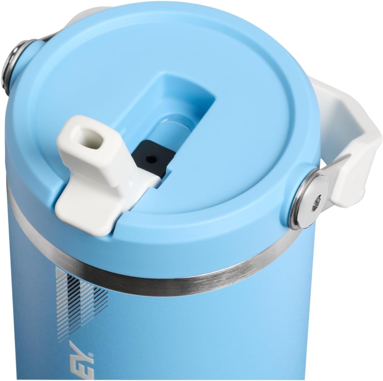 image:imageSTANLEY IceFlow 20 Flip Straw Tumbler 20 oz Pomelo Easy Carry Handle Twist On Lid and Flip Up Straw Leak Resistant Water Bottle Insulated Stainless Steel BPAFreeTeam Light Blue White