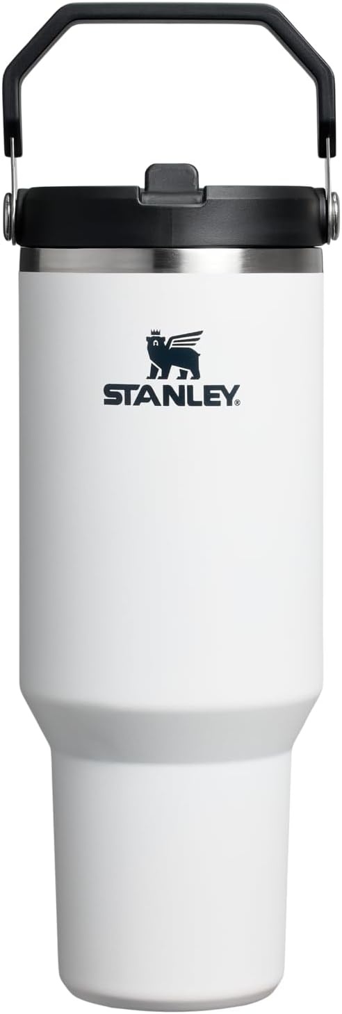 image:imageSTANLEY IceFlow 20 Flip Straw Tumbler 20 oz Pomelo Easy Carry Handle Twist On Lid and Flip Up Straw Leak Resistant Water Bottle Insulated Stainless Steel BPAFreeChalk
