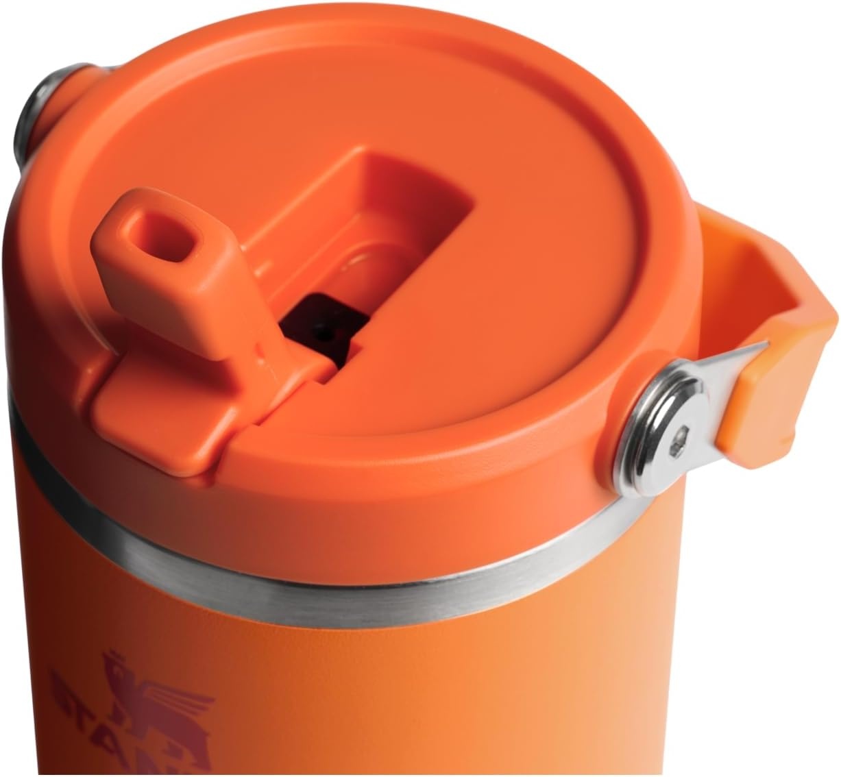 image:imageSTANLEY IceFlow 20 Flip Straw Tumbler 20 oz Pomelo Easy Carry Handle Twist On Lid and Flip Up Straw Leak Resistant Water Bottle Insulated Stainless Steel BPAFreeGoldenrod Coral