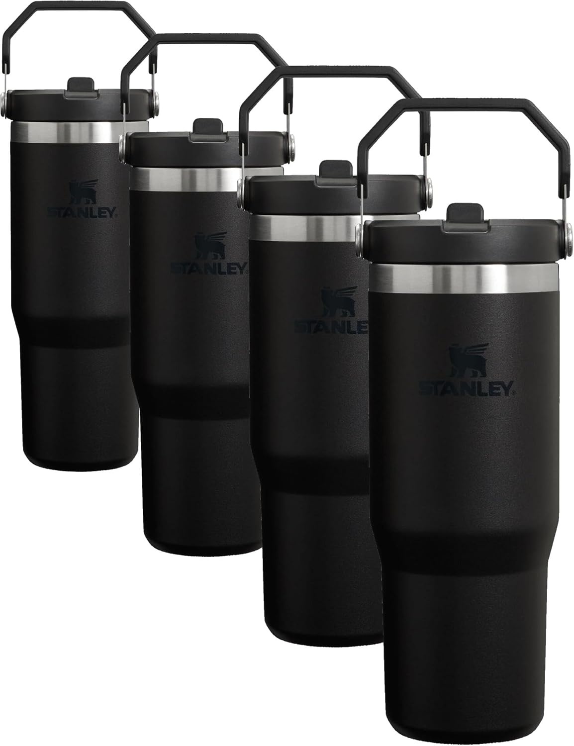 image:imageSTANLEY IceFlow 20 Flip Straw Tumbler 20 oz Pomelo Easy Carry Handle Twist On Lid and Flip Up Straw Leak Resistant Water Bottle Insulated Stainless Steel BPAFreeBlack 20