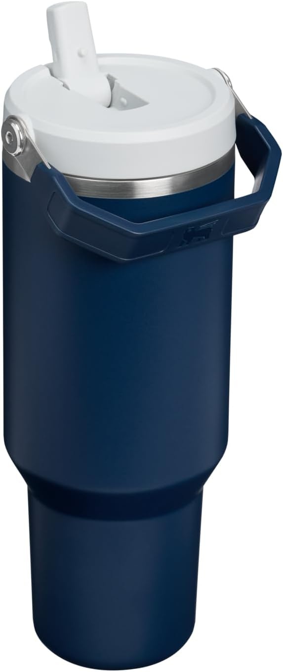 image:imageSTANLEY IceFlow 20 Flip Straw Tumbler 20 oz Pomelo Easy Carry Handle Twist On Lid and Flip Up Straw Leak Resistant Water Bottle Insulated Stainless Steel BPAFreeDark Navy