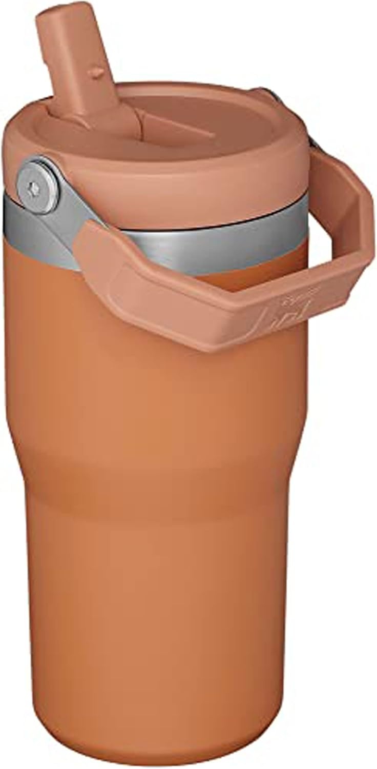 image:imageSTANLEY IceFlow 20 Flip Straw Tumbler 20 oz Pomelo Easy Carry Handle Twist On Lid and Flip Up Straw Leak Resistant Water Bottle Insulated Stainless Steel BPAFreeOchre