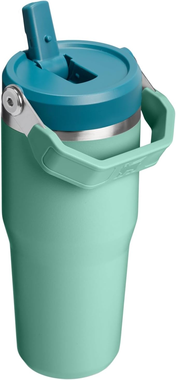image:imageSTANLEY IceFlow 20 Flip Straw Tumbler 20 oz Pomelo Easy Carry Handle Twist On Lid and Flip Up Straw Leak Resistant Water Bottle Insulated Stainless Steel BPAFreeSpring Green