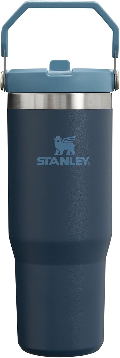 image:imageSTANLEY IceFlow 20 Flip Straw Tumbler 20 oz Pomelo Easy Carry Handle Twist On Lid and Flip Up Straw Leak Resistant Water Bottle Insulated Stainless Steel BPAFreeNavy