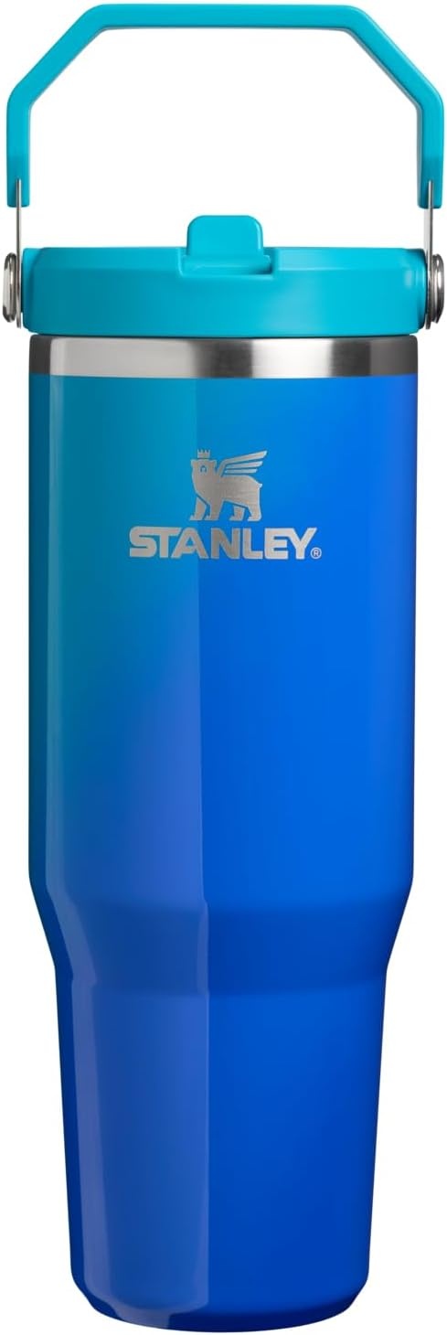 image:imageSTANLEY IceFlow 20 Flip Straw Tumbler 20 oz Pomelo Easy Carry Handle Twist On Lid and Flip Up Straw Leak Resistant Water Bottle Insulated Stainless Steel BPAFreeSea Glass Aura