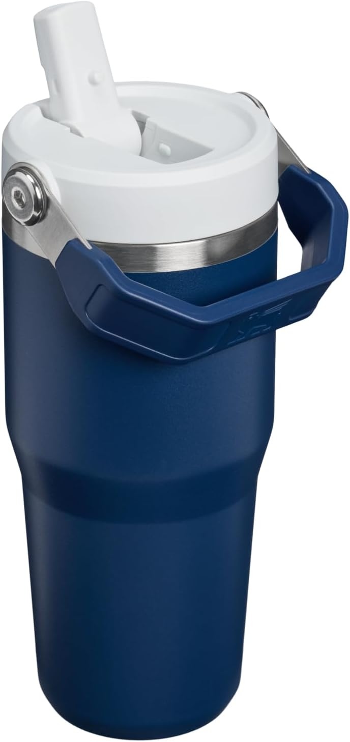 image:imageSTANLEY IceFlow 20 Flip Straw Tumbler 20 oz Pomelo Easy Carry Handle Twist On Lid and Flip Up Straw Leak Resistant Water Bottle Insulated Stainless Steel BPAFreeDark Navy