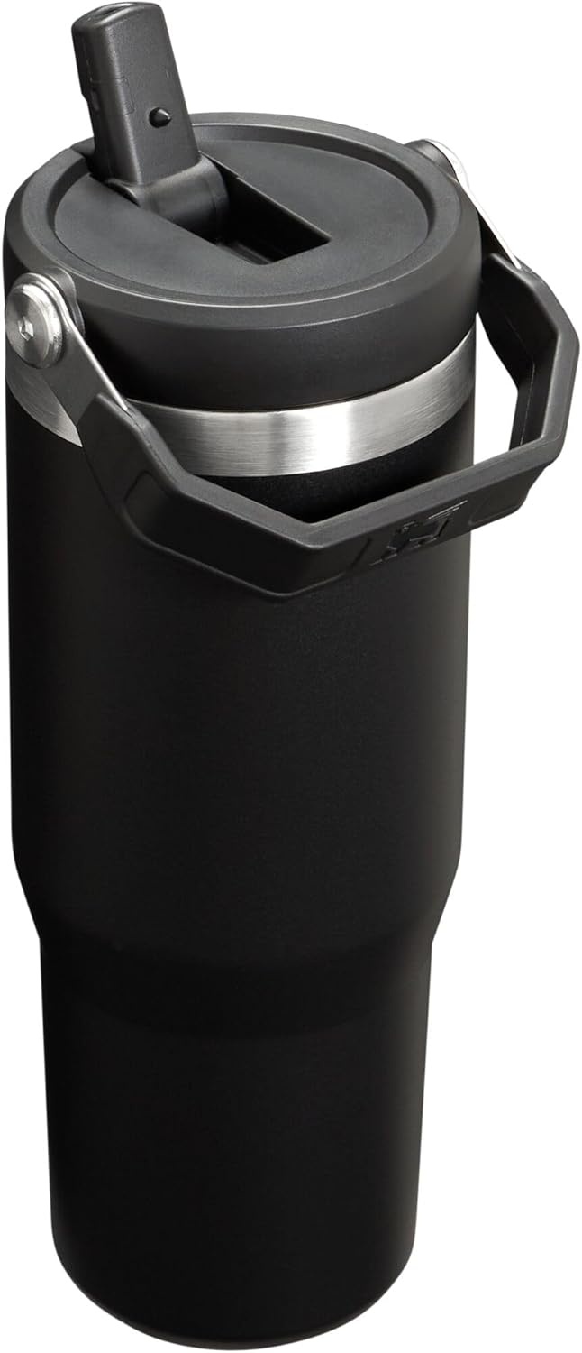 image:imageSTANLEY IceFlow 20 Flip Straw Tumbler 20 oz Pomelo Easy Carry Handle Twist On Lid and Flip Up Straw Leak Resistant Water Bottle Insulated Stainless Steel BPAFreeBlack 20