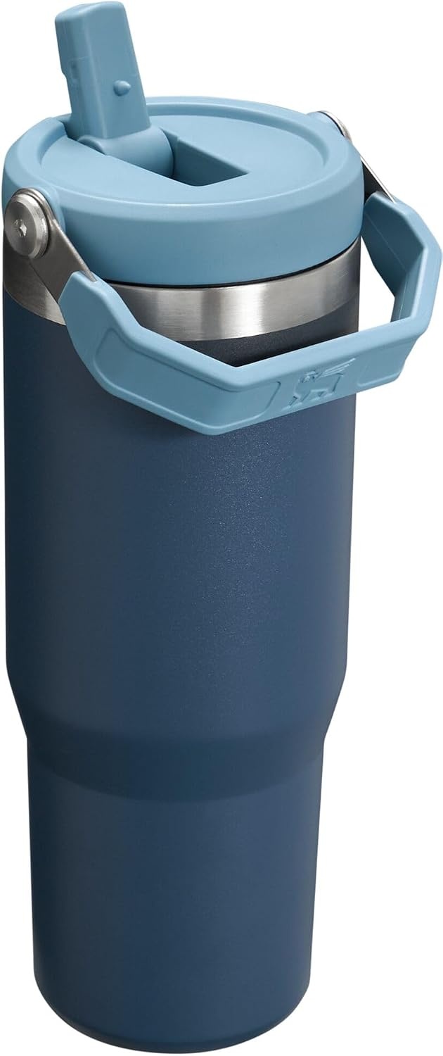 image:imageSTANLEY IceFlow 20 Flip Straw Tumbler 20 oz Pomelo Easy Carry Handle Twist On Lid and Flip Up Straw Leak Resistant Water Bottle Insulated Stainless Steel BPAFreeNavy