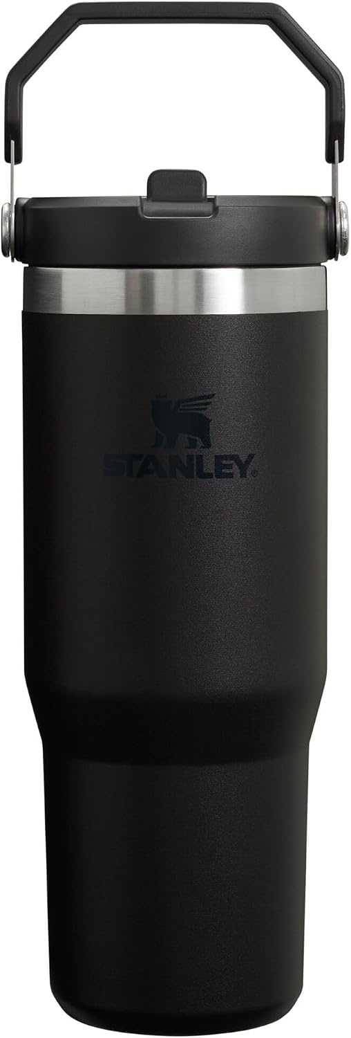 image:imageSTANLEY IceFlow 20 Flip Straw Tumbler 20 oz Pomelo Easy Carry Handle Twist On Lid and Flip Up Straw Leak Resistant Water Bottle Insulated Stainless Steel BPAFreeBlack