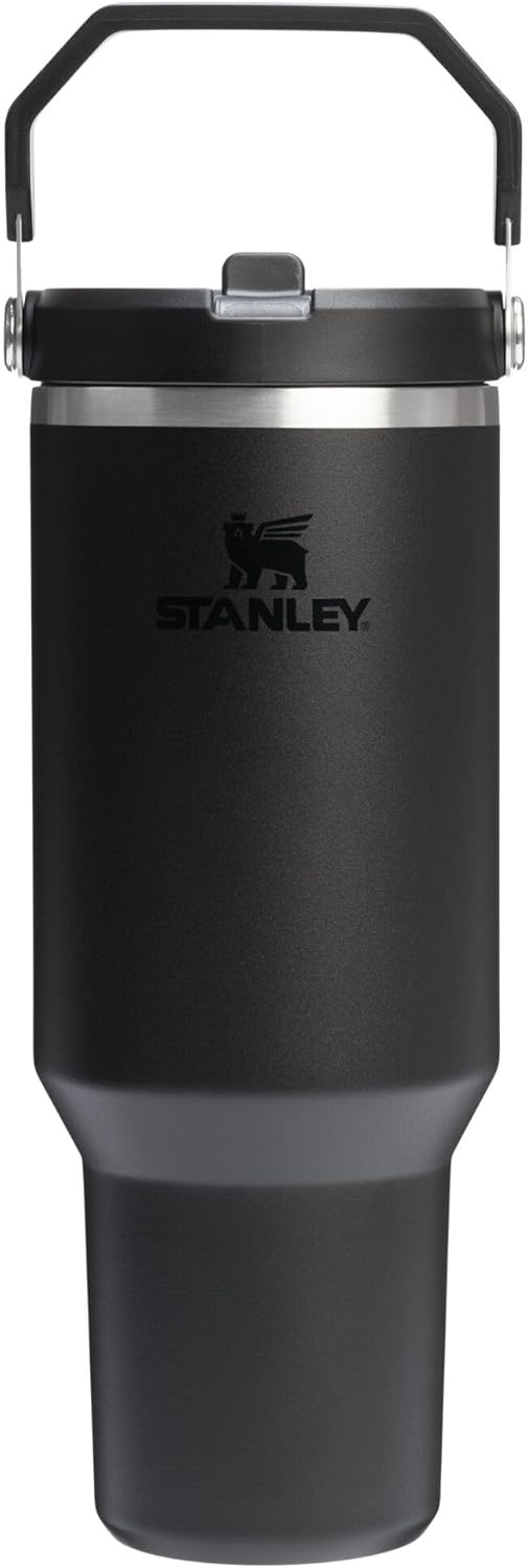 image:imageSTANLEY IceFlow 20 Flip Straw Tumbler 20 oz Pomelo Easy Carry Handle Twist On Lid and Flip Up Straw Leak Resistant Water Bottle Insulated Stainless Steel BPAFreeBlack 20