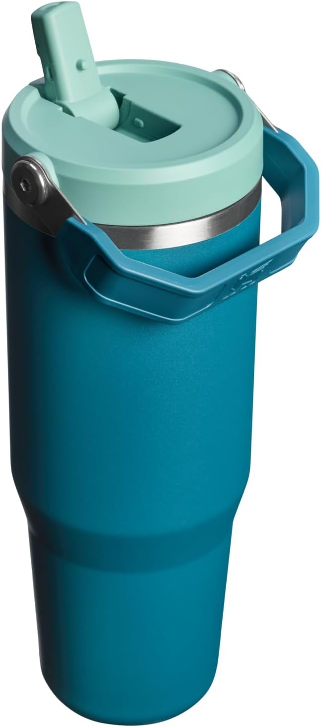 image:imageSTANLEY IceFlow 20 Flip Straw Tumbler 20 oz Pomelo Easy Carry Handle Twist On Lid and Flip Up Straw Leak Resistant Water Bottle Insulated Stainless Steel BPAFreeCoastal Teal