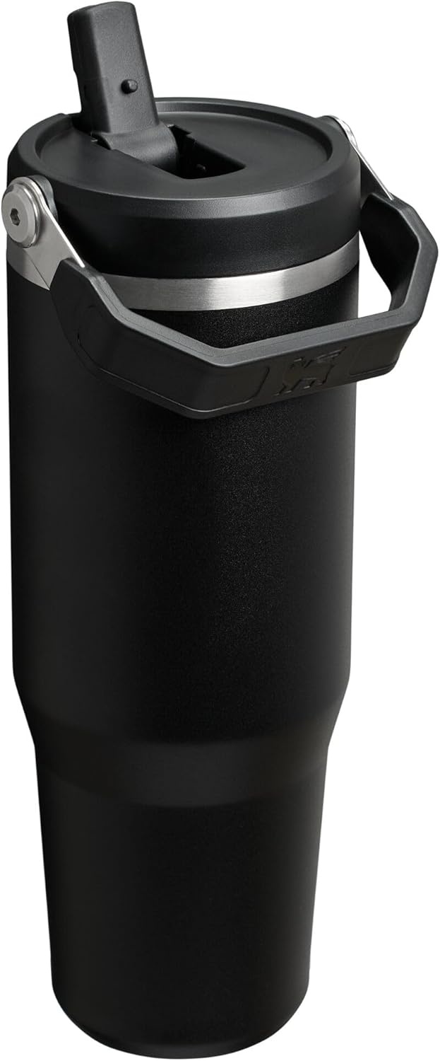 image:imageSTANLEY IceFlow 20 Flip Straw Tumbler 20 oz Pomelo Easy Carry Handle Twist On Lid and Flip Up Straw Leak Resistant Water Bottle Insulated Stainless Steel BPAFreeBlack 20