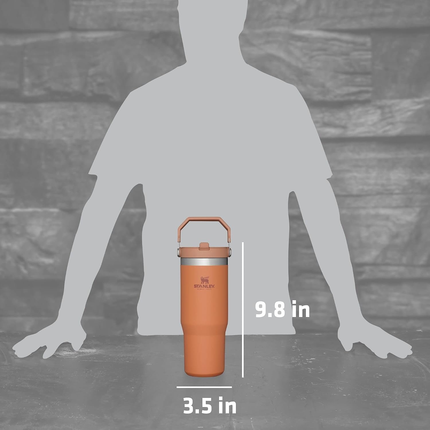 image:imageSTANLEY IceFlow 20 Flip Straw Tumbler 20 oz Pomelo Easy Carry Handle Twist On Lid and Flip Up Straw Leak Resistant Water Bottle Insulated Stainless Steel BPAFreeOchre