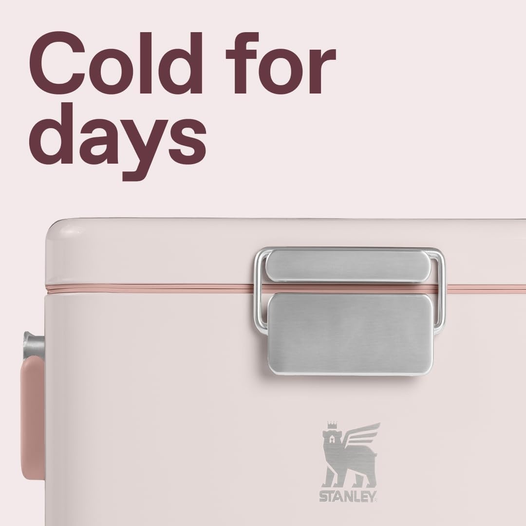 image:imageSTANLEY Lifted Spirits Stainless Steel Cooler Vacuum Insulated Hard Cooler Leakproof VaultSeal Latch Premium 188 Recycled Stainless Steel BPAFreeRose Quartz Gloss