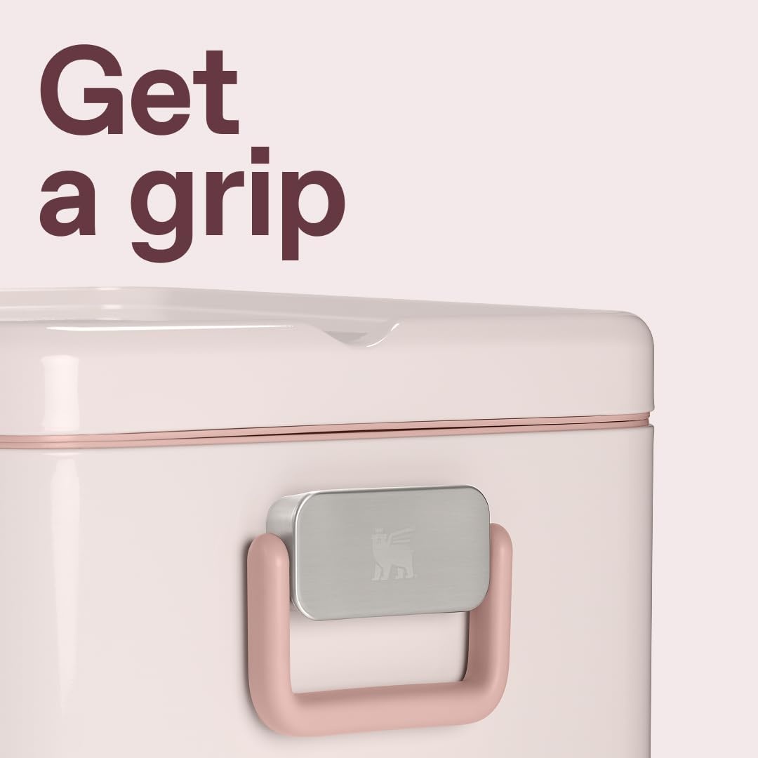 image:imageSTANLEY Lifted Spirits Stainless Steel Cooler Vacuum Insulated Hard Cooler Leakproof VaultSeal Latch Premium 188 Recycled Stainless Steel BPAFreeRose Quartz Gloss