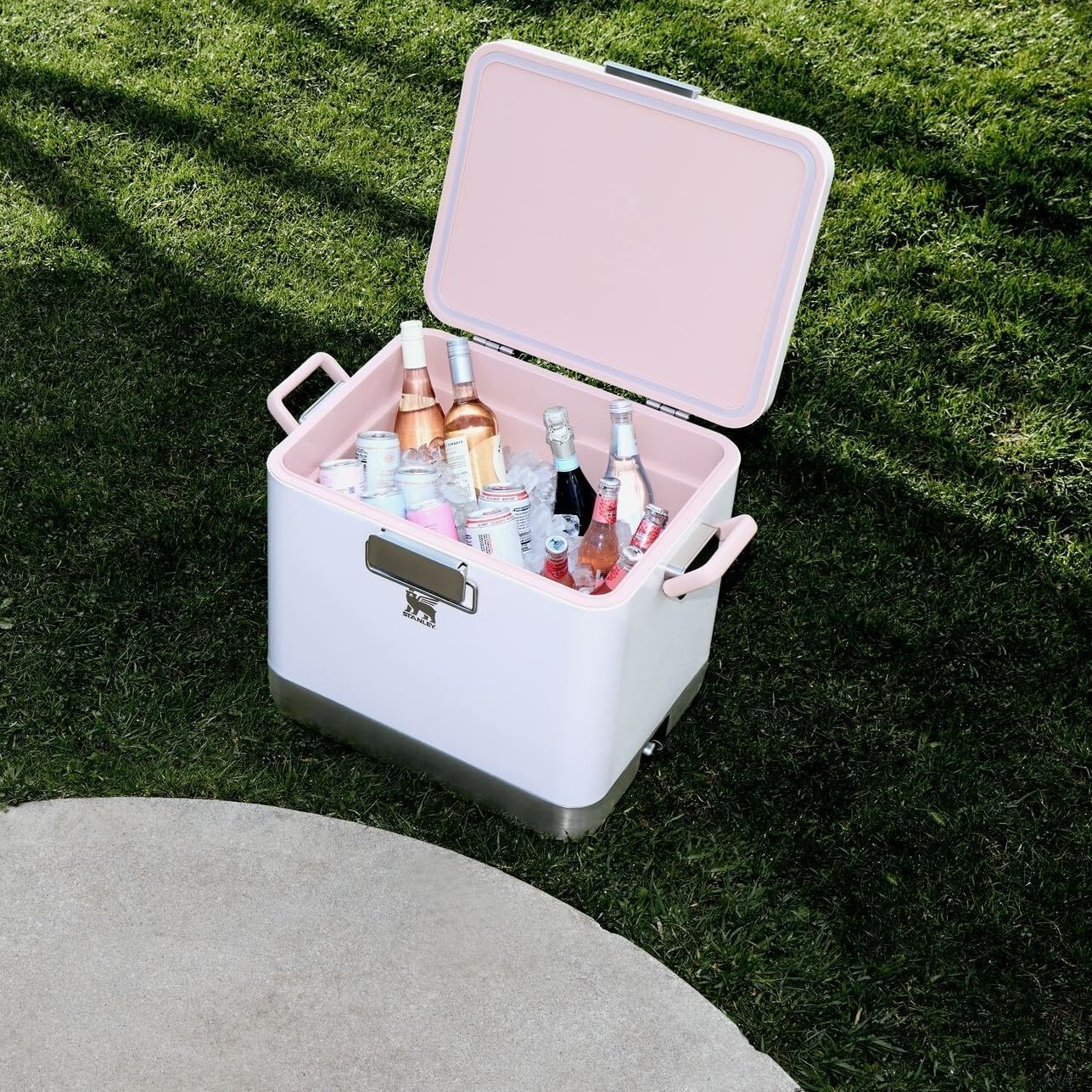 image:imageSTANLEY Lifted Spirits Stainless Steel Cooler Vacuum Insulated Hard Cooler Leakproof VaultSeal Latch Premium 188 Recycled Stainless Steel BPAFreeRose Quartz Gloss