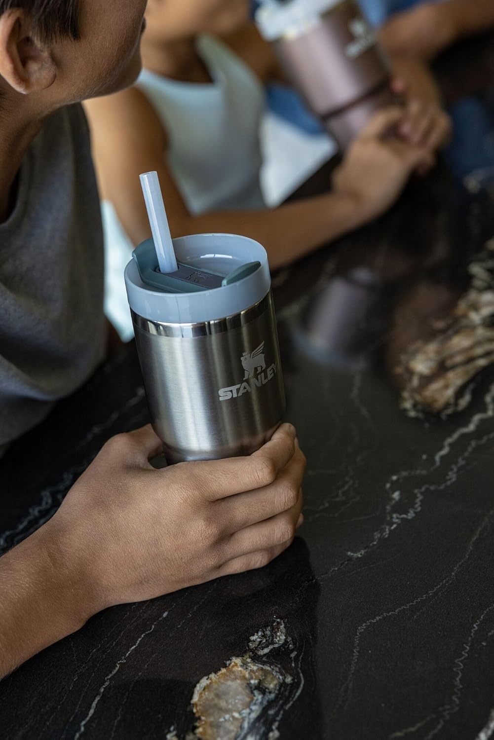 image:imageSTANLEY Quencher H20 Flow State Tumbler 20 oz Lilac Straw and 3Position Lid Cup Holder Compatible for Travel Insulated Stainless Steel Cup BPAFreeStainless Steel Shale