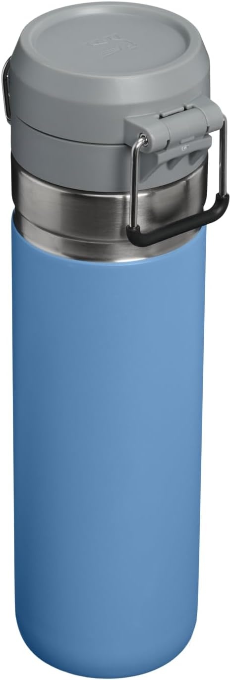 image:imageSTANLEY Quick Flip GO Water Bottle 24 oz Push Button Lid Leakproof and Packable for Travel and Sports Insulated Stainless Steel BPAFree Blue Sky