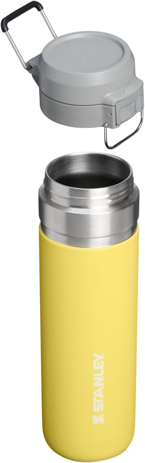 image:imageSTANLEY Quick Flip GO Water Bottle 24 oz Push Button Lid Leakproof and Packable for Travel and Sports Insulated Stainless Steel BPAFree Daffodil