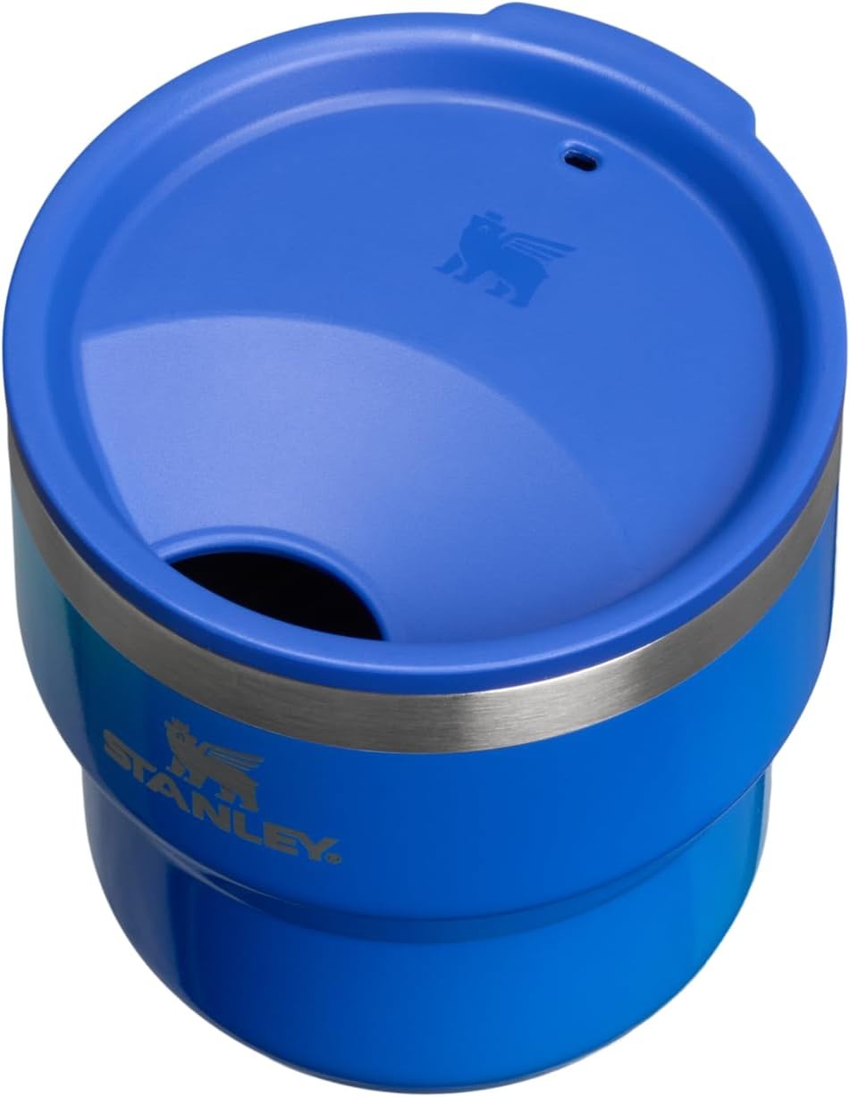 image:imageSTANLEY StayHot Stacking Camp Cup Press In Drink Through Lid Cup for Coffee Tea and Drinks Insulated Stainless Steel Coffee Mug BPAFreeSea Glass Aura