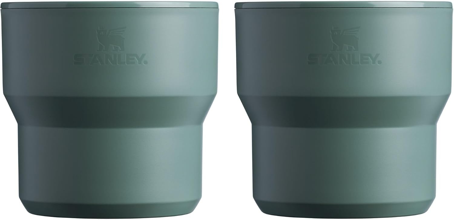 image:imageSTANLEY StayHot Stacking Camp Cup Press In Drink Through Lid Cup for Coffee Tea and Drinks Insulated Stainless Steel Coffee Mug BPAFreeShale 2Pack