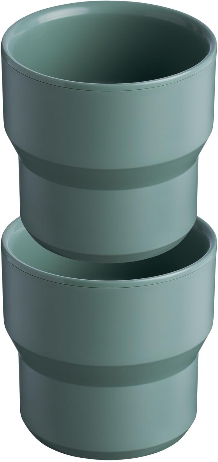 image:imageSTANLEY StayHot Stacking Camp Cup Press In Drink Through Lid Cup for Coffee Tea and Drinks Insulated Stainless Steel Coffee Mug BPAFreeShale 2Pack