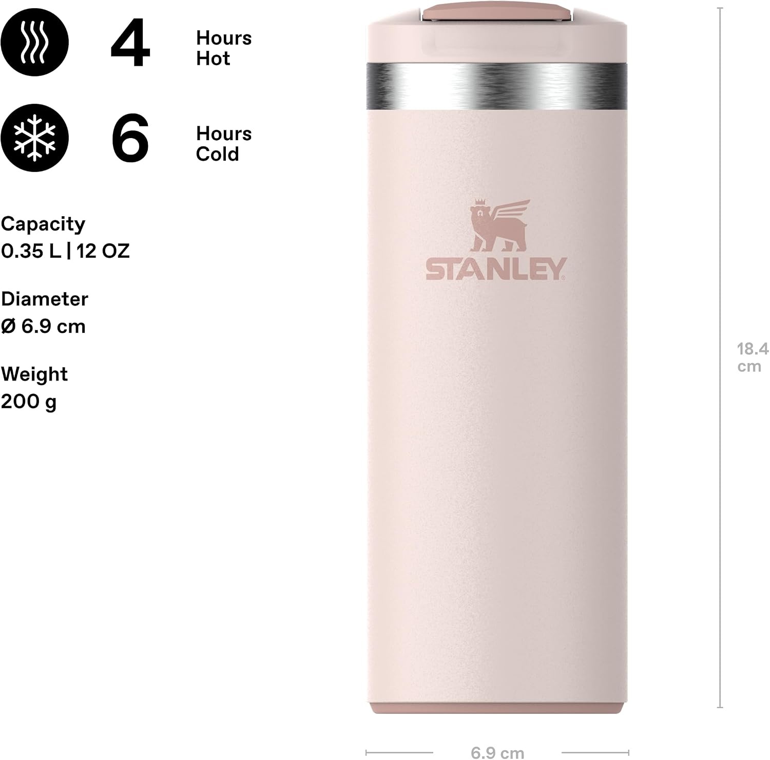 image:imageSTANLEY Transit FlipTop Mug Leakproof Coffee Travel Cup Vacuum Insulated Stainless Steel Stays Hot or Cold for Hours BPAFree 20 oz DaffodilRose Quartz